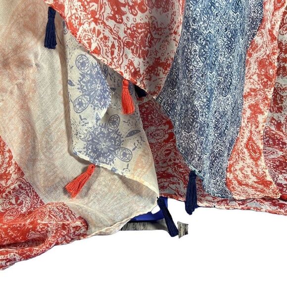 Women's Heart Summer Kimono Cover Up Tassel Beach Cardigan Loose Fit Blue Red - Picture 3 of 8